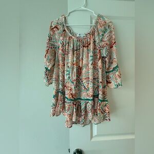 Fever Floral Paisley Blouse in Cream, Teal & Rust